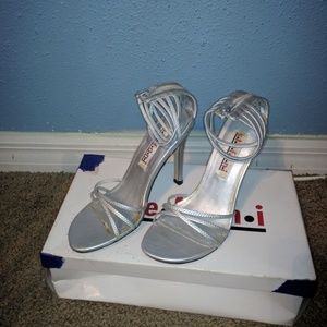 Silver strappy heels